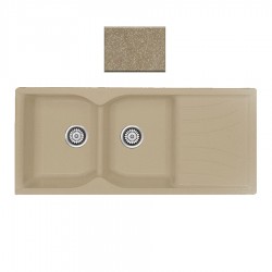 Ένθετος Νεροχύτης Γρανιτένιος Συνθετικός 115x50 Sanitec Classic 332 με 2 Ίσες Γούρνες Metallic Cream