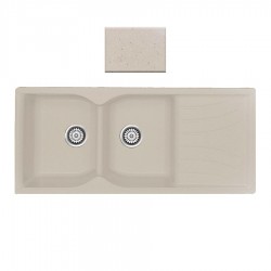 Ένθετος Νεροχύτης Γρανιτένιος Συνθετικός 115x50 Sanitec Classic 332 με 2 Ίσες Γούρνες Granite Cappuccino