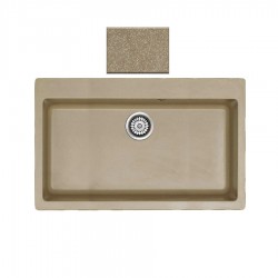 Ένθετος Νεροχύτης Γρανιτένιος Συνθετικός 79x50 Sanitec Classic 333 με 1 Μεγάλη Γούρνα Metallic Cream