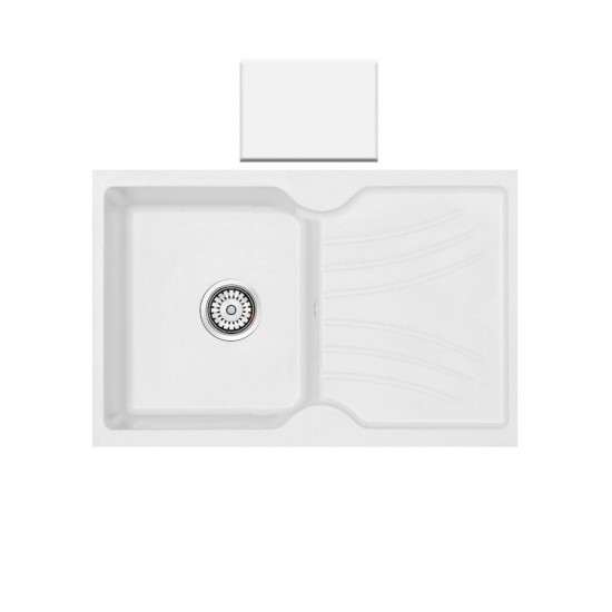 Ένθετος Νεροχύτης Γρανιτένιος Συνθετικός 86x50 Sanitec Classic 337 με 1 Γούρνα White