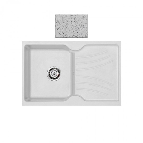 Ένθετος Νεροχύτης Γρανιτένιος Συνθετικός 86x50 Sanitec Classic 337 με 1 Γούρνα Granite White