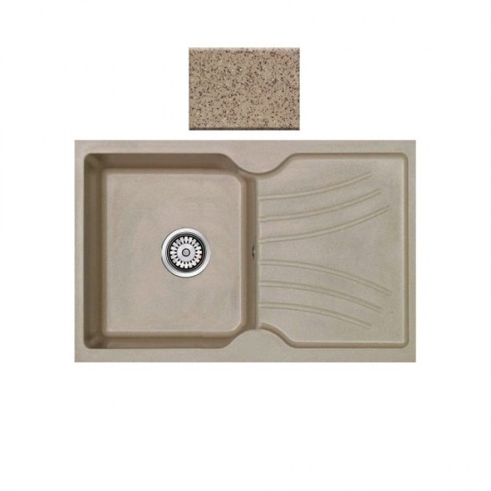 Ένθετος Νεροχύτης Γρανιτένιος Συνθετικός 86x50 Sanitec Classic 337 με 1 Γούρνα Granite Beige