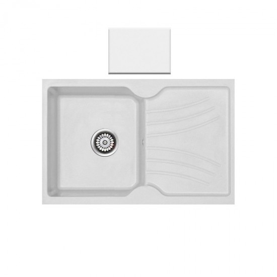 Ένθετος Νεροχύτης Γρανιτένιος Συνθετικός 86x50 Sanitec Classic 337 με 1 Γούρνα Metallic Ice