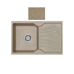 Ένθετος Νεροχύτης Γρανιτένιος Συνθετικός 86x50 Sanitec Classic 337 με 1 Γούρνα Metallic Cream