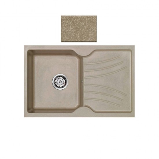 Ένθετος Νεροχύτης Γρανιτένιος Συνθετικός 86x50 Sanitec Classic 337 με 1 Γούρνα Metallic Cream