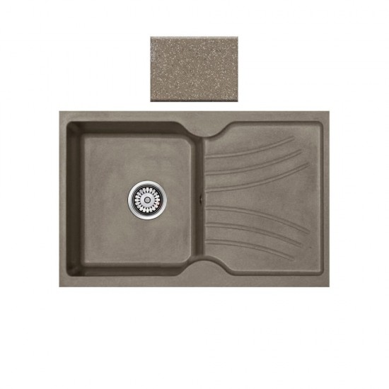 Ένθετος Νεροχύτης Γρανιτένιος Συνθετικός 86x50 Sanitec Classic 337 με 1 Γούρνα Granite Taupe