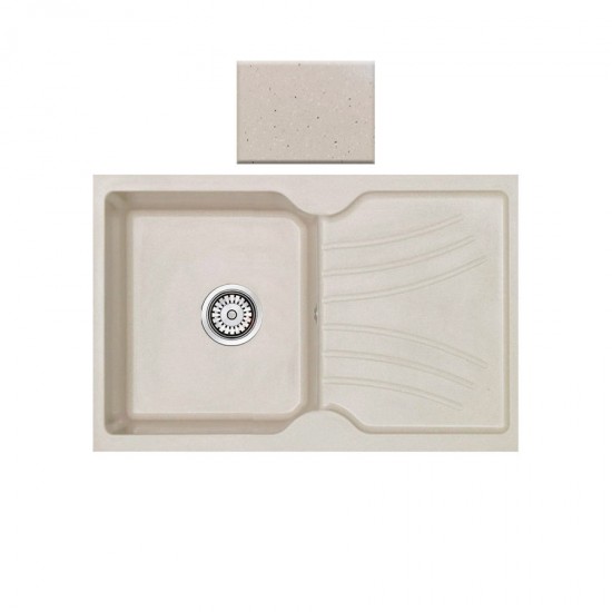 Ένθετος Νεροχύτης Γρανιτένιος Συνθετικός 86x50 Sanitec Classic 337 με 1 Γούρνα Granite Cappuccino