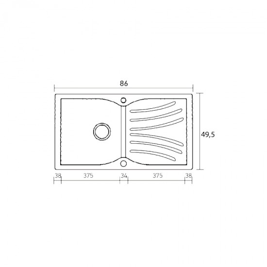 Ένθετος Νεροχύτης Γρανιτένιος Συνθετικός 86x50 Sanitec Classic 337 με 1 Γούρνα Granite Beige
