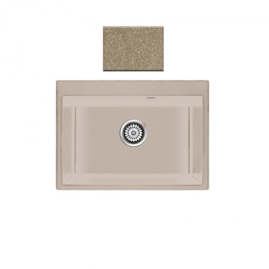 Ένθετος Νεροχύτης Γρανιτένιος Συνθετικός 70x50 Sanitec Classic 338 με 1 Γούρνα Metallic Cream