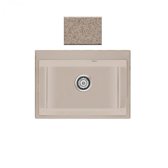 Ένθετος Νεροχύτης Γρανιτένιος Συνθετικός 70x50 Sanitec Classic 338 με 1 Γούρνα Granite Sand