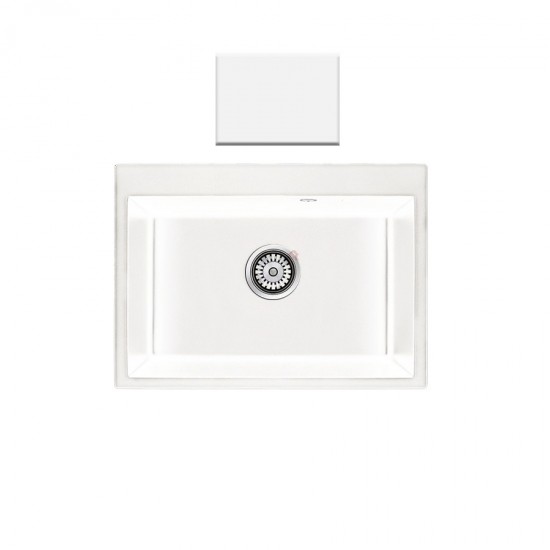 Ένθετος Νεροχύτης Γρανιτένιος Συνθετικός 70x50 Sanitec Classic 338 με 1 Γούρνα White