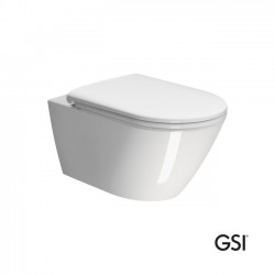 Λεκάνη Κρεμαστή Πορσελάνης GSI Kube-x 9415 Swirlflush 55 εκ. με κάλυμμα Slim Soft Close 941500C-300 Λευκό
