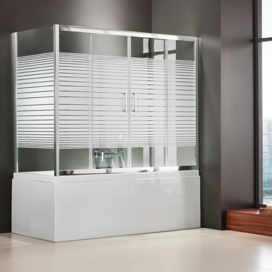 Πλαϊνό Σταθερό Μπανιέρας Axis Slider 67-69 X 140cm Stripes Chrome Πλαϊνό Σταθερό Μπανιέρας Axis Slider 67-69 X 140cm Stripes Chrome