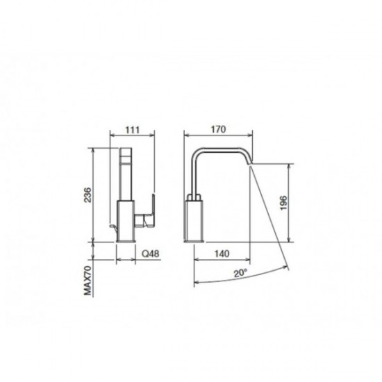 Μπαταρία Νιπτήρος La Torre Profili Plus Chrome 46601-100 Χρωμέ Με Βαλβίδα Clic-Clac