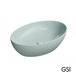 Επικαθήμενος Νιπτήρας Πορσελάνης GSI Pura 60 × 42 εκ. Οβάλ χωρίς Οπή για Βρύση και Ειδική Αντιμικροβιακή Επίστρωση 8842-920 Ghiaccio