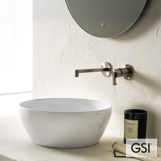 Επικαθήμενος Νιπτήρας Πορσελάνης GSI Pura 42x42cm Κυκλικός 8851-300 Λευκός Γυαλιστερός