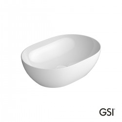 Επικαθήμενος Νιπτήρας Πορσελάνης GSI Pura 50 × 35 εκ. Οβάλ χωρίς Οπή για Βρύση και Ειδική Αντιμικροβιακή Επίστρωση 8860-300 Λευκό Γυαλιστερό