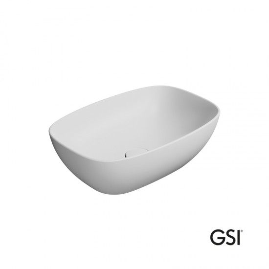 Επικαθήμενος Νιπτήρας Πορσελάνης GSI Nubes 50x35cm 9784-301 White Matt