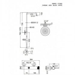 Στήλη Ντουζ 2 Εξόδων Armando Vicario Slim Brushed Gold 500065-201 Χρυσό (Μπαταρία, Κολώνα Ρυθμιζόμενου Ύψους, Ανακλινόμενη Κεφαλή Φ25, Τηλέφωνο με Στήριγμα και Άθραυστο Σπιράλ)
