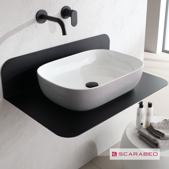 Επικαθήμενος Νιπτήρας Πορσελάνης 56x39cm Scarabeo Glam 1804-SENR Pois Black
