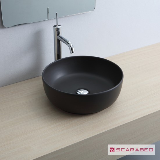 Επικαθήμενος Νιπτήρας Πορσελάνης 39x39cm Scarabeo Glam 1807-401 Black