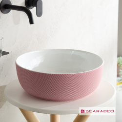 Επικαθήμενος Νιπτήρας Πορσελάνης 39x39cm Scarabeo Glam 1807-SER Pois Pink