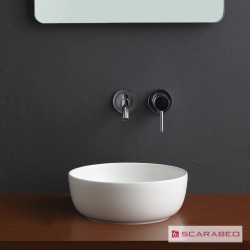Επικαθήμενος Νιπτήρας Πορσελάνης 33x33cm Scarabeo Glam 1808-301 Λευκό Ματ