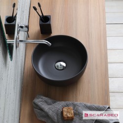 Επικαθήμενος Νιπτήρας Πορσελάνης 33x33cm Scarabeo Glam 1808-401 Μαύρο Ματ