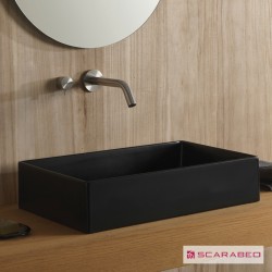 Επικαθήμενος Νιπτήρας Πορσελάνης 60 x 40 εκ. Scarabeo Teorema 5101-401 με Αντιμικροβιακή Επίστρωση Black Matt