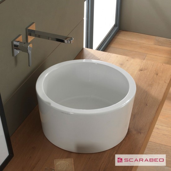 Επικαθήμενος Νιπτήρας Πορσελάνης 42x42cm Scarabeo Bucket 8807-300 Λευκός