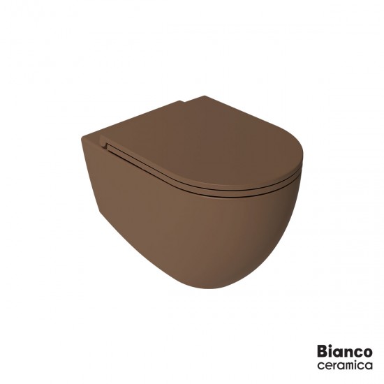 Λεκάνη Κρεμαστή Bianco Ceramica Lenta 381600C-530 Taube Matt με Κάλυμμα Αντιβακτηριακό Βακελίτη Soft Close Αποσπώμενο