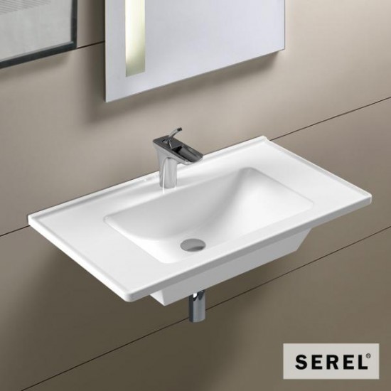Επικαθήμενος Νιπτήρας Πορσελάνης Serel Slim 46 3035-300 80x46cm