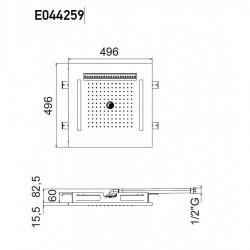 Τετράγωνη Κεφαλή Ντουζ 30x30cm Almar Easy Light Tempation E044172-111 Inox