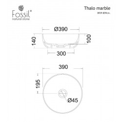 Μαρμάρινος Νιπτήρας Επιτραπέζιος Φ39cm Fossil Thalo Marble DR39-400 Marquina Nero Μαρμάρινος Νιπτήρας Επιτραπέζιος Φ39cm Fossil Thalo Marble DR39-400 Marquina Nero