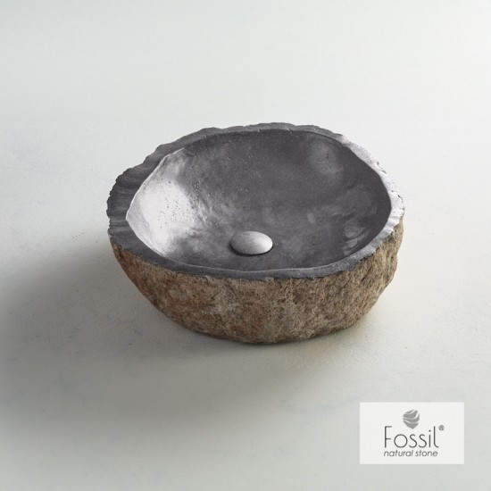 Μαρμάρινος Νιπτήρας Επιτραπέζιος Φ30-40cm Fossil Vero Riverstone Rv40 Μαρμάρινος Νιπτήρας Επιτραπέζιος Φ30-40cm Fossil Vero Riverstone Rv40