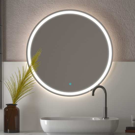 Καθρέφτης Albus Nova Φ70 cm κυκλικός, με ψυχρό φως LED (6500Κ) και με διακόπτη αφής, αντιθαμβωτικός