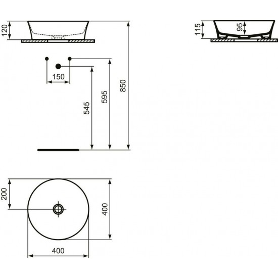 Νιπτήρας Μπάνιου Πορσελάνης Ideal Standard Ipalyss E1398V3 Κυκλικός Επικαθήμενος 40 x 40 cm Μαύρο Ματ Νιπτήρας Μπάνιου Πορσελάνης Ideal Standard Ipalyss E1398V3 Κυκλικός Επικαθήμενος 40 x 40 cm Μαύρο Ματ