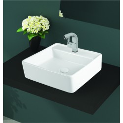 Νιπτήρας Μπάνιου Πορσελάνης Λευκός I-zec Square 7006 41 x 41 x 11,5  εκ. Τετραγωνισμένος Επικαθήμενος με Οπή για Βρύση