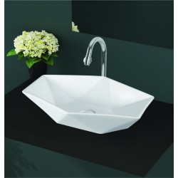 Νιπτήρας Μπάνιου Λευκός Πορσελάνης I-zec Diamond 7007 56,5x36,7x13,5 cm Επικαθήμενος χωρίς Υπερχείλιση και χωρίς Οπή για Βρύση