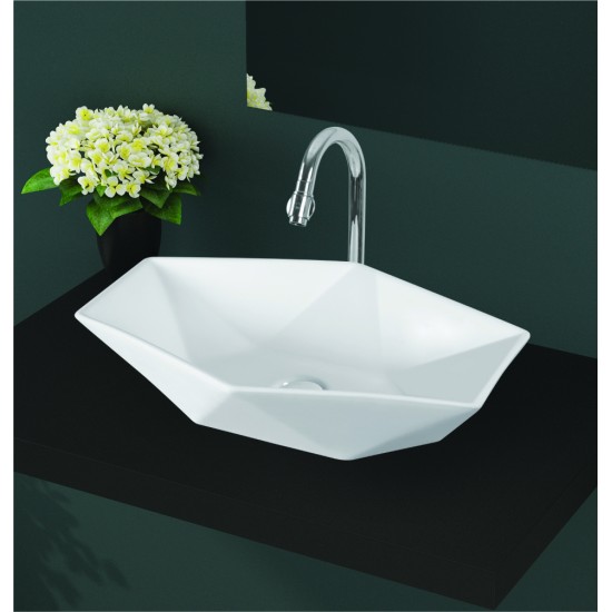 Νιπτήρας Μπάνιου Λευκός Πορσελάνης I-zec Diamond 7007 56,5x36,7x13,5 cm Επικαθήμενος χωρίς Υπερχείλιση και χωρίς Οπή για Βρύση Νιπτήρας Μπάνιου Λευκός Πορσελάνης I-zec Diamond 7007 56,5x36,7x13,5 cm Επικαθήμενος χωρίς Υπερχείλιση και χωρίς Οπή για Βρύση