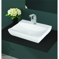 Νιπτήρας Μπάνιου Πορσελάνης Λευκός I-zec Libra 7011 55 x 40,5 x 11,5  εκ. Τετραγωνισμένος Επικαθήμενος με Οπή για Βρύση