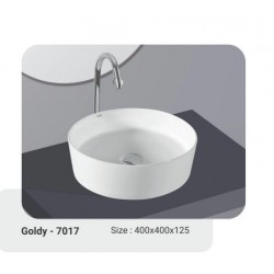 Νιπτήρας Μπάνιου Λευκός Πορσελάνης I-ZEC Goldy 7017 40 x 40 cm Κυκλικός Επικαθήμενος χωρίς Οπή για Βρύση