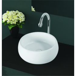 Νιπτήρας Μπάνιου Λευκός Πορσελάνης  I-zec Antica 7022 37x37x15 cm Επικαθήμενος Κυκλικός Χωρίς Τρύπα Υπερχείλισης 