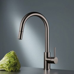 Μπαταρία Κουζίνας Πάγκου Eurorama 702600-411 Black Brushed Με Υψηλό Περιστρεφόμενο Ρουξούνι και Συρόμενο Ντουζ με Άθραυστο Σπιράλ