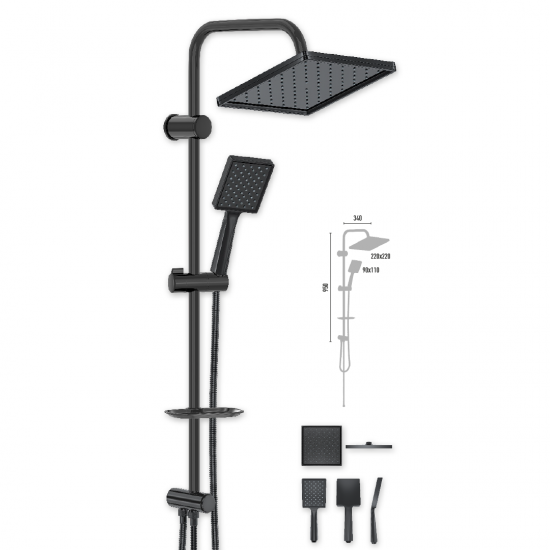Στήλη Ντους Χωρίς Μπαταρία 95εκ. Duscheline Quart Piano Black DM-7076 Μαύρο Στήλη Ντους Χωρίς Μπαταρία 95εκ. Duscheline Quart Piano Black DM-7076 Μαύρο