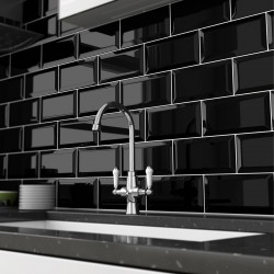 Πλακάκι Black Beveled Glossy 10x20