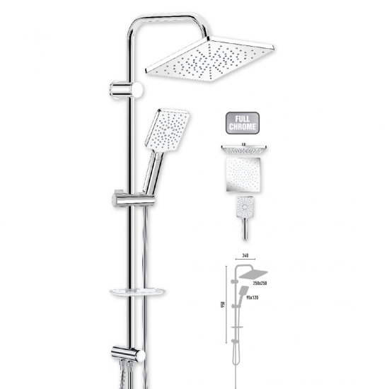 Στήλη Ντους Χωρίς Μπαταρία 95εκ. Duscheline Prestige Pera Cromefull DM-7458 Χρωμέ Στήλη Ντους Χωρίς Μπαταρία 95εκ. Duscheline Prestige Pera Cromefull DM-7458 Χρωμέ