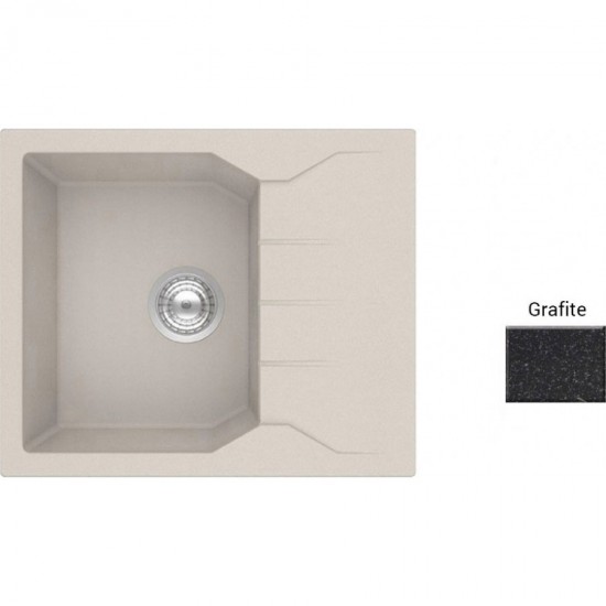 Νεροχύτης Γρανιτένιος Sanitec Ultra Granite Τετραγωνισμένος 812 (60X50)  Grafite (Ανθρακί-Μαύρο) Βαρέως Τύπου με 1 Γούρνα και Μαξιλάρι