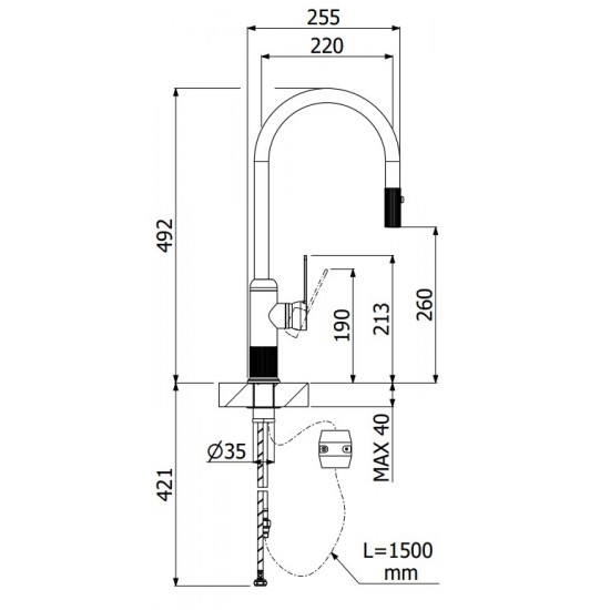 Μπαταρία Κουζίνας με ντους Armando Vicario Lumiere 400785-110 Inox Finish