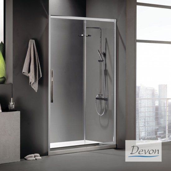 Καμπίνα Ντουζιέρας Ευθύγραμμη Devon Flow Slider 1 και 1 107-111 x 220 cm Χρωμέ